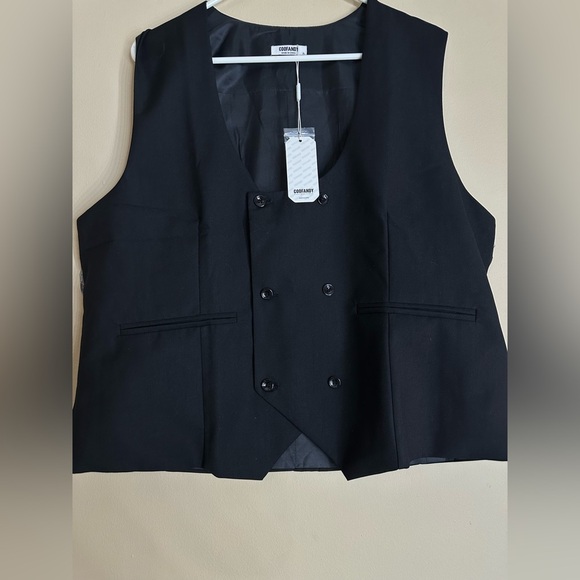 NWT Men's Black Double-Breasted Vest slim fit Xl - Picture 4 of 7